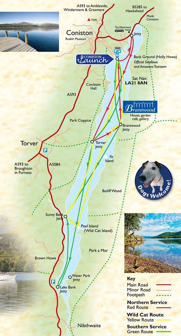 Coniston Launch routes map
