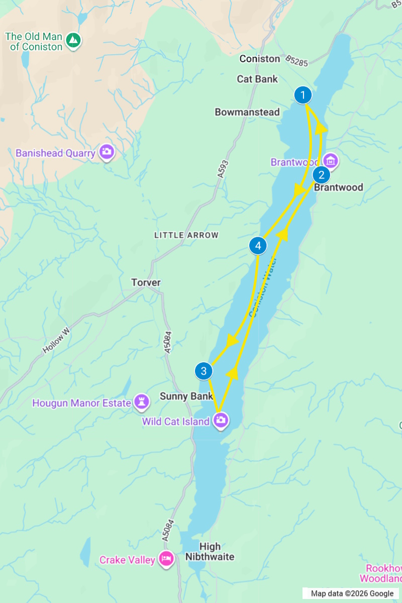 Coniston Launch yellow route
